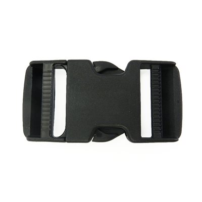 Buckle 1-1/2 Nylon double adjustment, black 