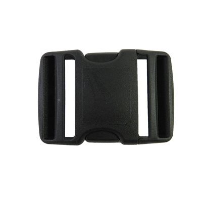 Buckle 2 nylon dble curved adjustment black.