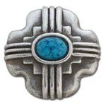 Concho Vista 1"x1" argent antique, turquoise (un.)