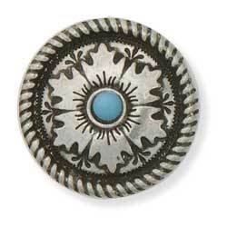 Conchos Mesa Rond  Argent Antique et Turquoise 25mm