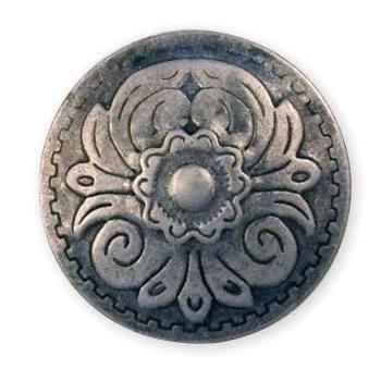 Round flower-stamped steel concho, Tandy Leather.