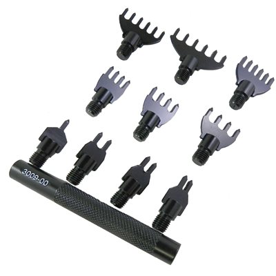 Set of 10 screwed diamond tip forks, Tandy Leather.