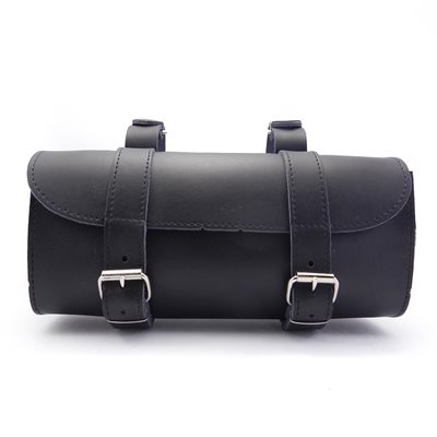 Black leather motorcycle tool case.