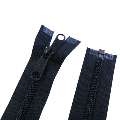 Non-locking zipper CZP #RT10 #5C, 120 separable, 2 pulls, black.