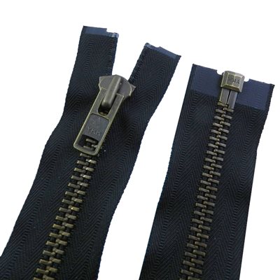 YKK #10 Auto Zipper, 36 Separable, Antique Brass Tooth, Black