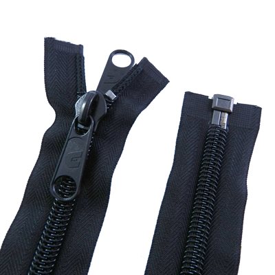 Non-locking zipper YKK #RT25 #10C, 96 separable, width 1, 2 pulls, black.