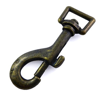 Carabiner 3/4" x 3 Strong, rotating flat antique brass