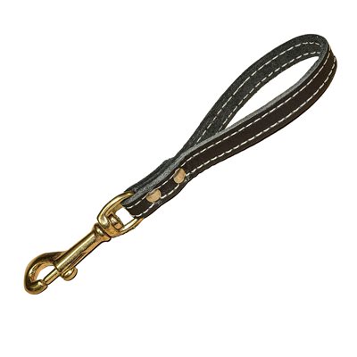 1/2 leather handle with brass carabiner.