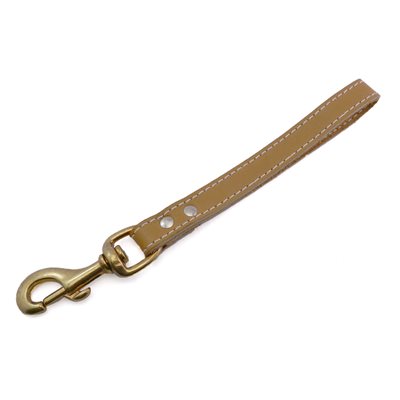 3/4 x 8.10 or 12 leather handle, brass carabiner.