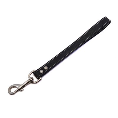 3/4 leather handle, Nickel carabiner.