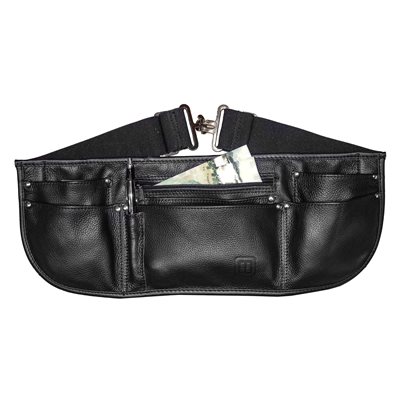 Tablier serveuse cuir noir 7 poches.