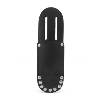 Knife sheath, safety rivets, full grain leather.