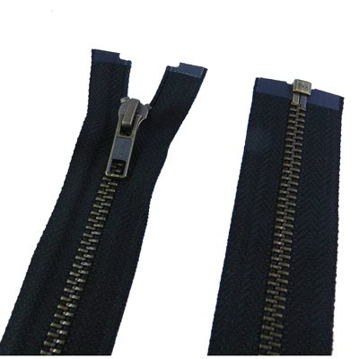 YKK #5, 36 separable auto zipper, antique brass tooth.