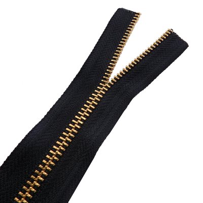 Zipper, RL YKK #5, Gold brass metal.