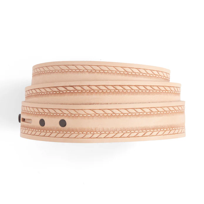      Blank embossed belt with rope trim