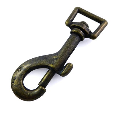 [AL220-34AB] 3/4 X 3 strong rotating flat antique brass carabiner.