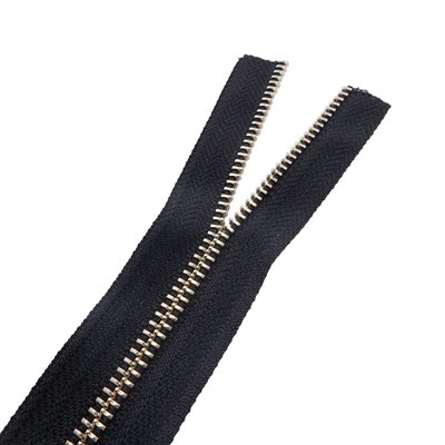 Zipper, RL YKK #5 teeth Metal nickel, black ribbon