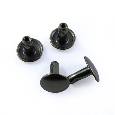 Poteau Double tête #34 long 9mm or antique sur acier